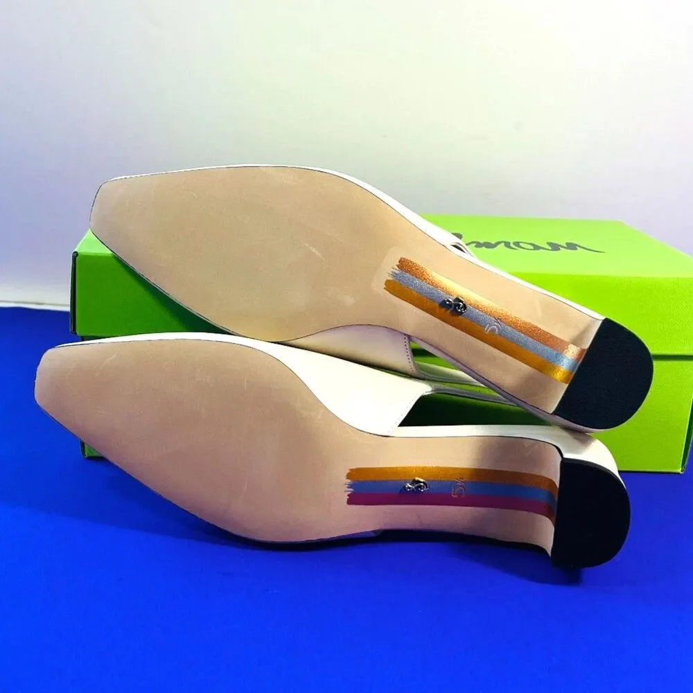 Sam Edelman Ronnie Ivory Leather Slingback Low Pumps SZ 5.5 NEW